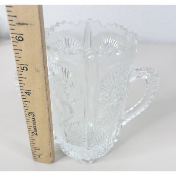 VTG Higbee 6" Paneled Glass "Thistle" Celery Vase w/ Double Handles Clear EUC - Picture 6 of 9